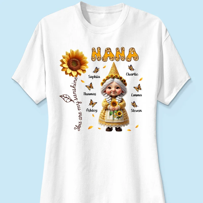Leopard Sunflower Gnome Grandma Personalized Shirt, Gift For Grandma - Image 12