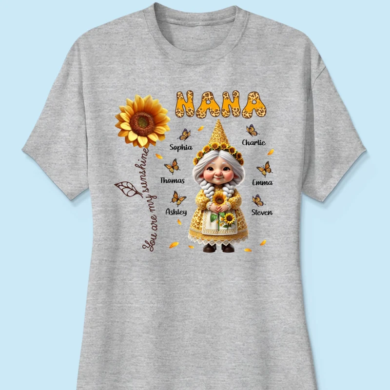 Leopard Sunflower Gnome Grandma Personalized Shirt, Gift For Grandma - Image 13