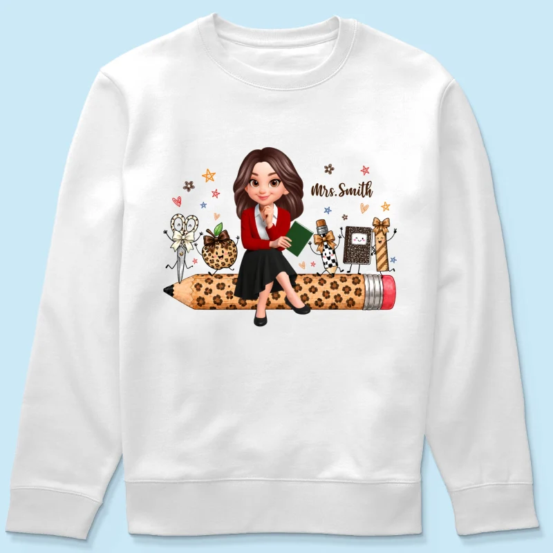 Leopard Teacher Life Happy School Suppliers Friends - Personalized Shirt - Back To School Gift For Teacher - Image 22