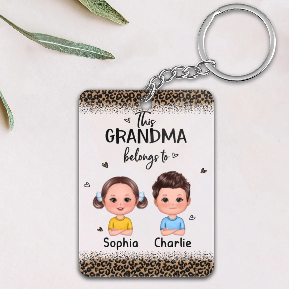 Leopard This Grandma Mom Auntie Belongs To Doll Kids Personalized Acrylic Keychain - Image 6