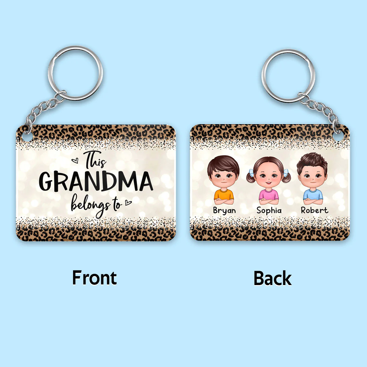 Leopard This Grandma Mom Belongs To Doll Kids Personalized Acrylic Keychain