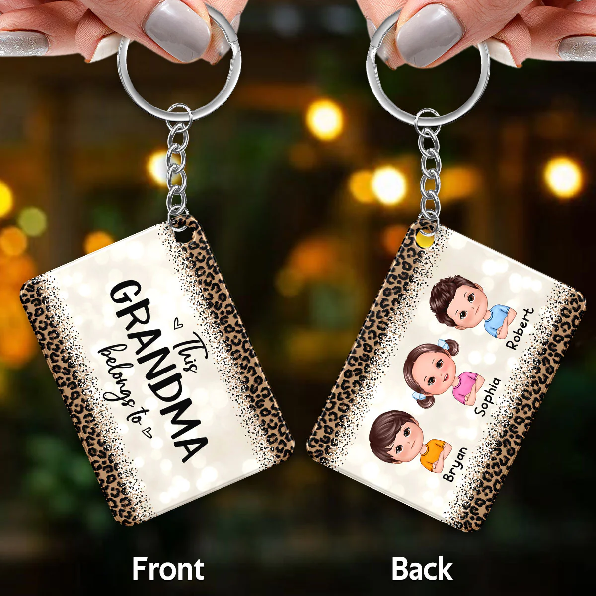 Leopard This Grandma Mom Belongs To Doll Kids Personalized Acrylic Keychain - Image 2