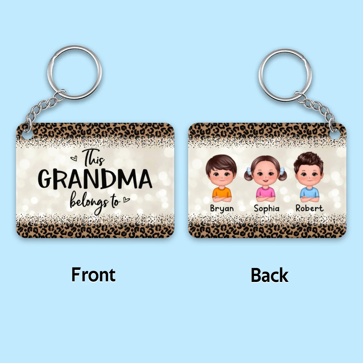 Leopard This Grandma Mom Belongs To Doll Kids Personalized Acrylic Keychain - Image 4