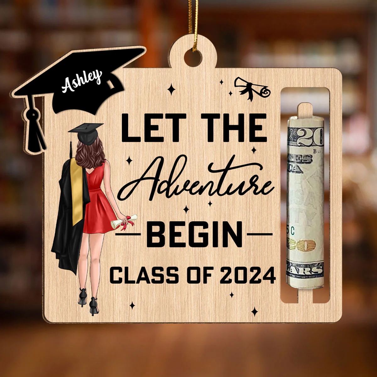 Let The Adventure Begin Personalized Holiday Money Holder Ornament, Christmas Gift - Image 4