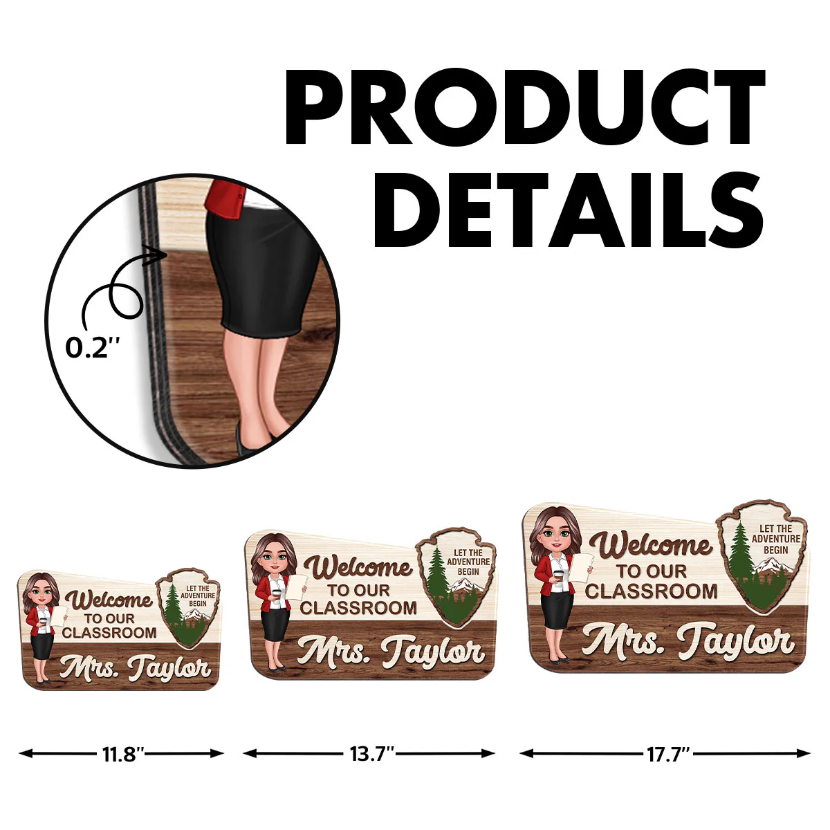 Let The Adventure Begin Personalized Wood Door Sign, Classroom Decor, Gift For Teacher - Image 7