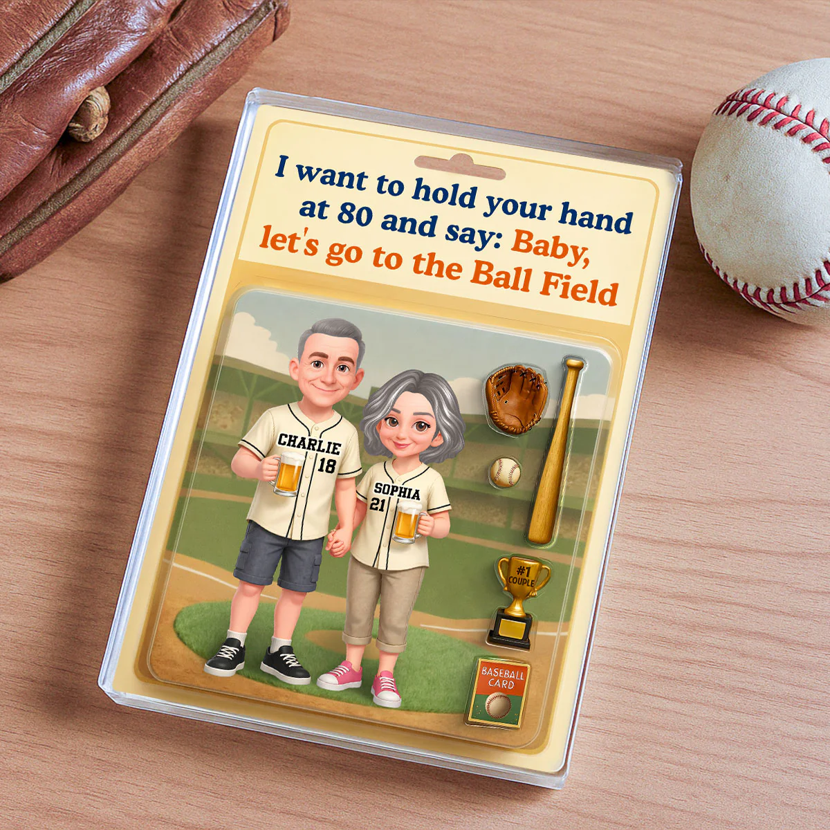 Let's Go to the Ball Field Baseball Couple Custom Figure - Personalized Acrylic Block Plaque - Heartfelt Gift for him, for her - Image 4
