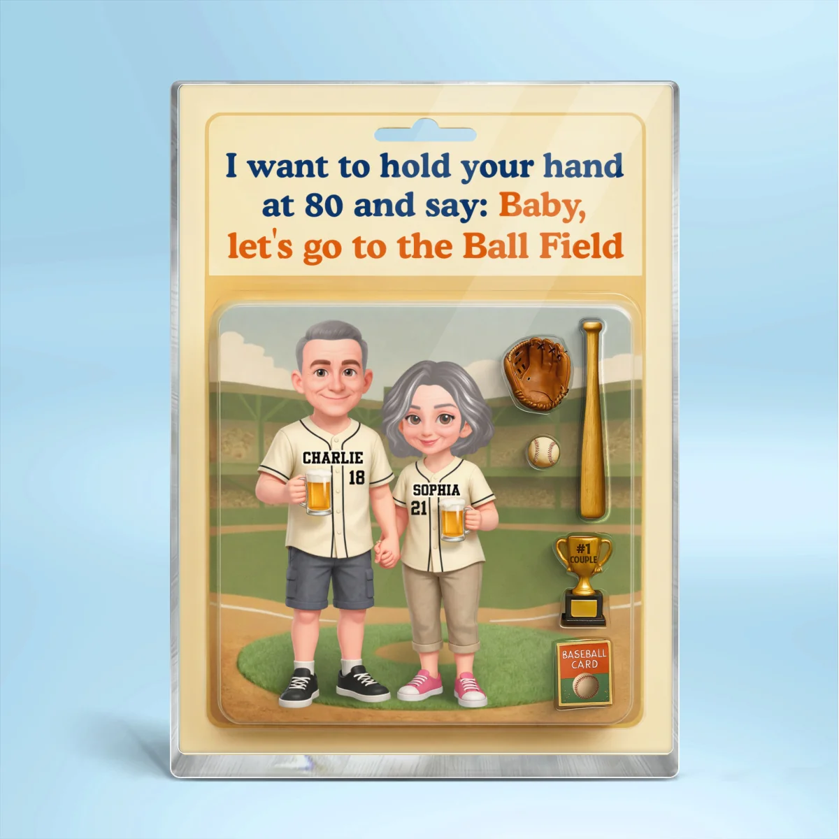Let's Go to the Ball Field Baseball Couple Custom Figure - Personalized Acrylic Block Plaque - Heartfelt Gift for him, for her - Image 9