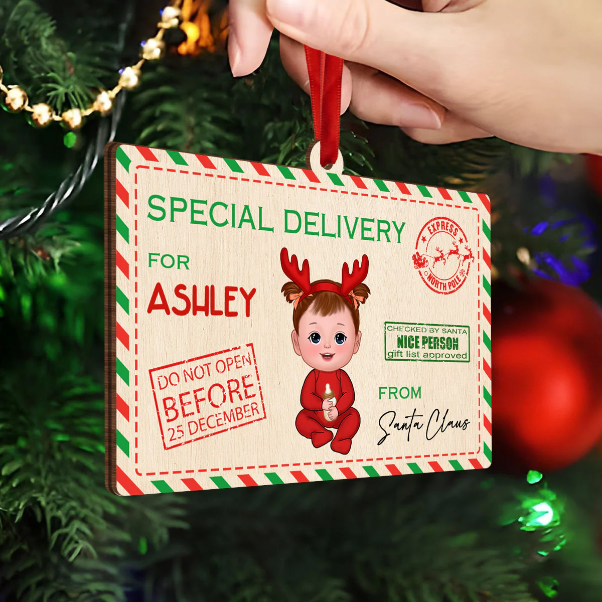 Letter From Santa Special Delivery For Cute Doll Kid Personalized Money Holder Ornament, Christmas Gift For Daughter Son Granddaughter Grandson - Image 4