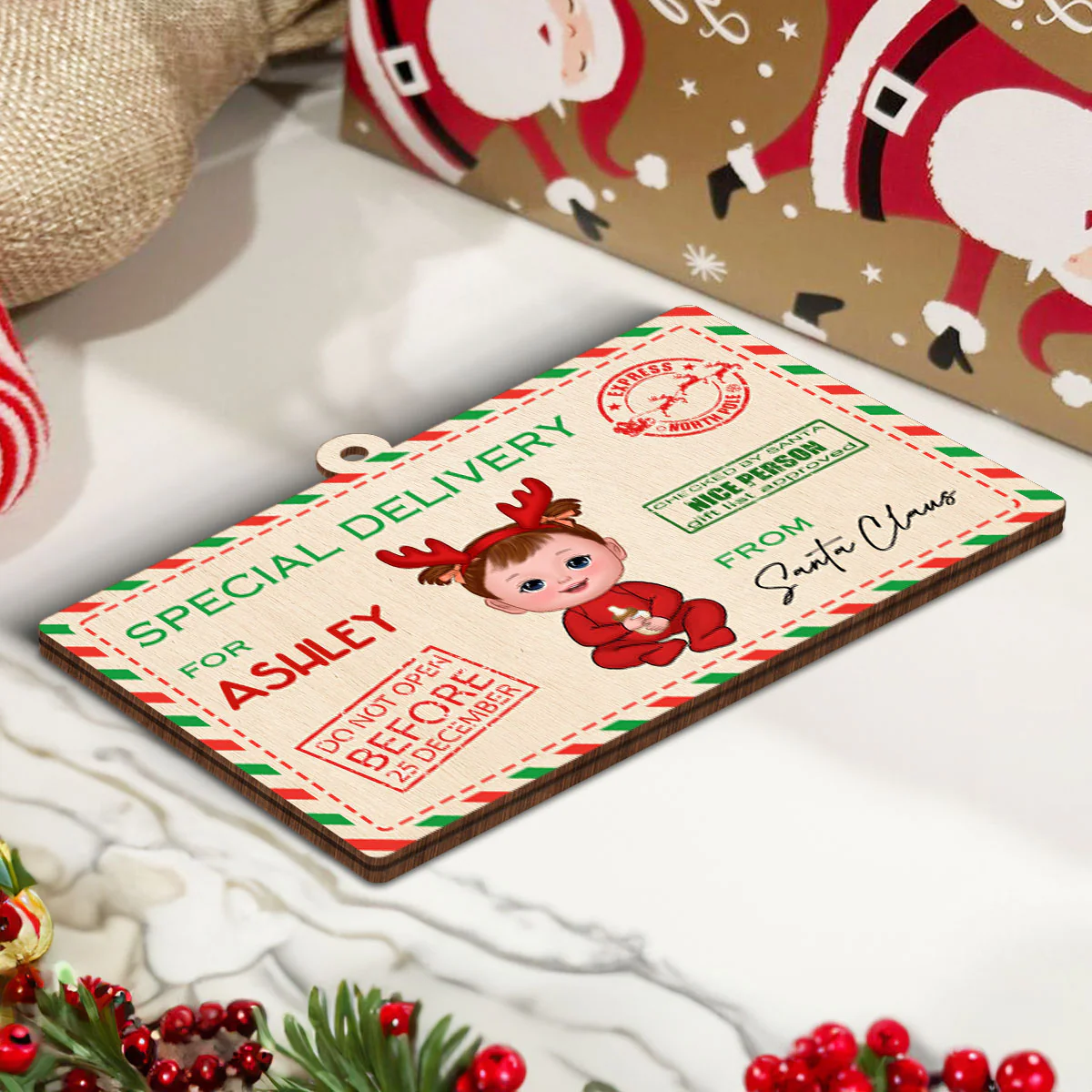 Letter From Santa Special Delivery For Cute Doll Kid Personalized Money Holder Ornament, Christmas Gift For Daughter Son Granddaughter Grandson - Image 5