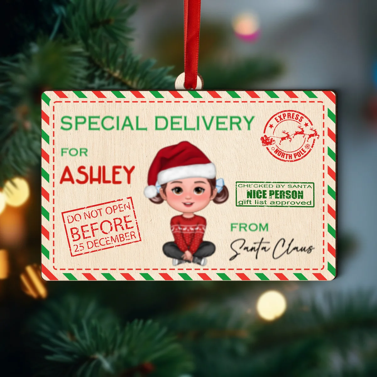 Letter From Santa Special Delivery For Cute Doll Kid Personalized Money Holder Ornament, Christmas Gift For Daughter Son Granddaughter Grandson - Image 8