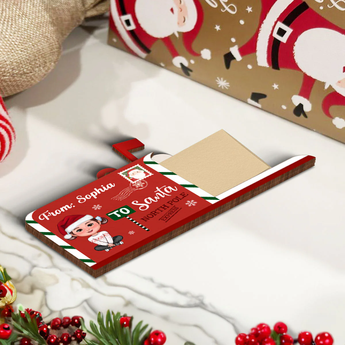 Letter To Santa From Cute Doll Kid Mailbox Shaped Personalized 3-Layer Wooden Ornament, Unique Christmas Gift For Son, Daughter, Grandson, Granddaughter - Image 5