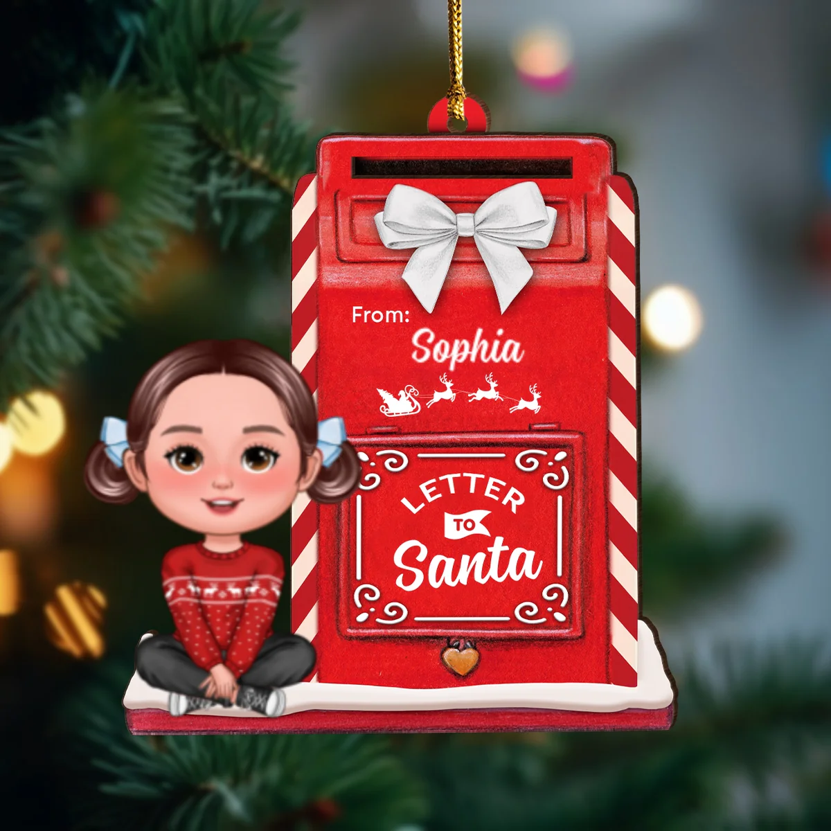 Letter To Santa Mailbox Christmas Cute Doll Kid Personalized 3-Layer Wooden Ornament, Unique Christmas Gift For Son, Daughter, Grandson, Granddaughter - Image 8