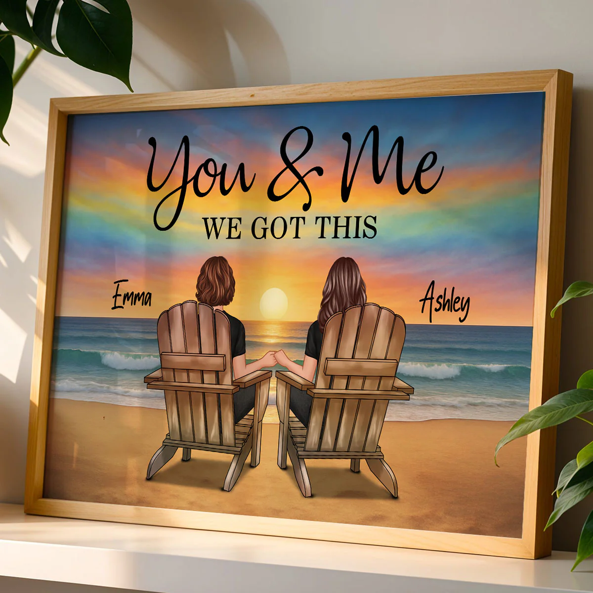 LGBT Couple Beach Landscape Pride Month Personalized Poster - Image 2