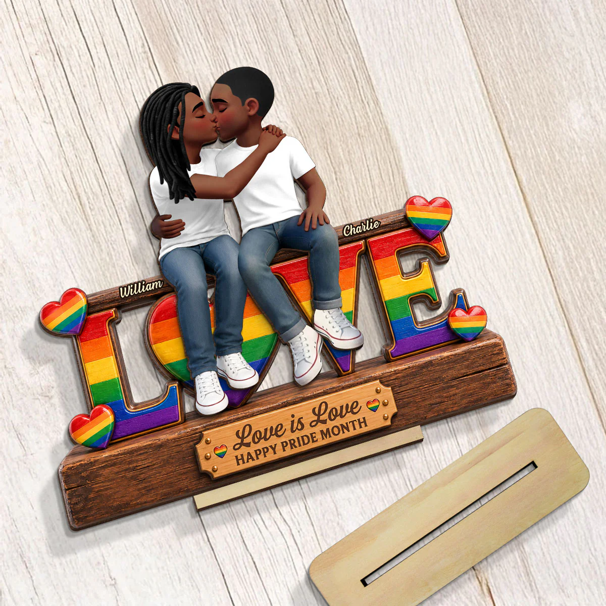 LGBT+ Couple Forever Love - Personalized 2-Layered Wooden Plaque - Gift For Couple, Happy Pride Month - Image 7