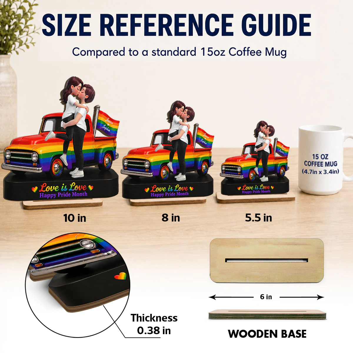 LGBT+ Couple Forever Love Wins - Personalized 2-Layered Wooden Plaque - Gift For Couple, Happy Pride Month - Image 4