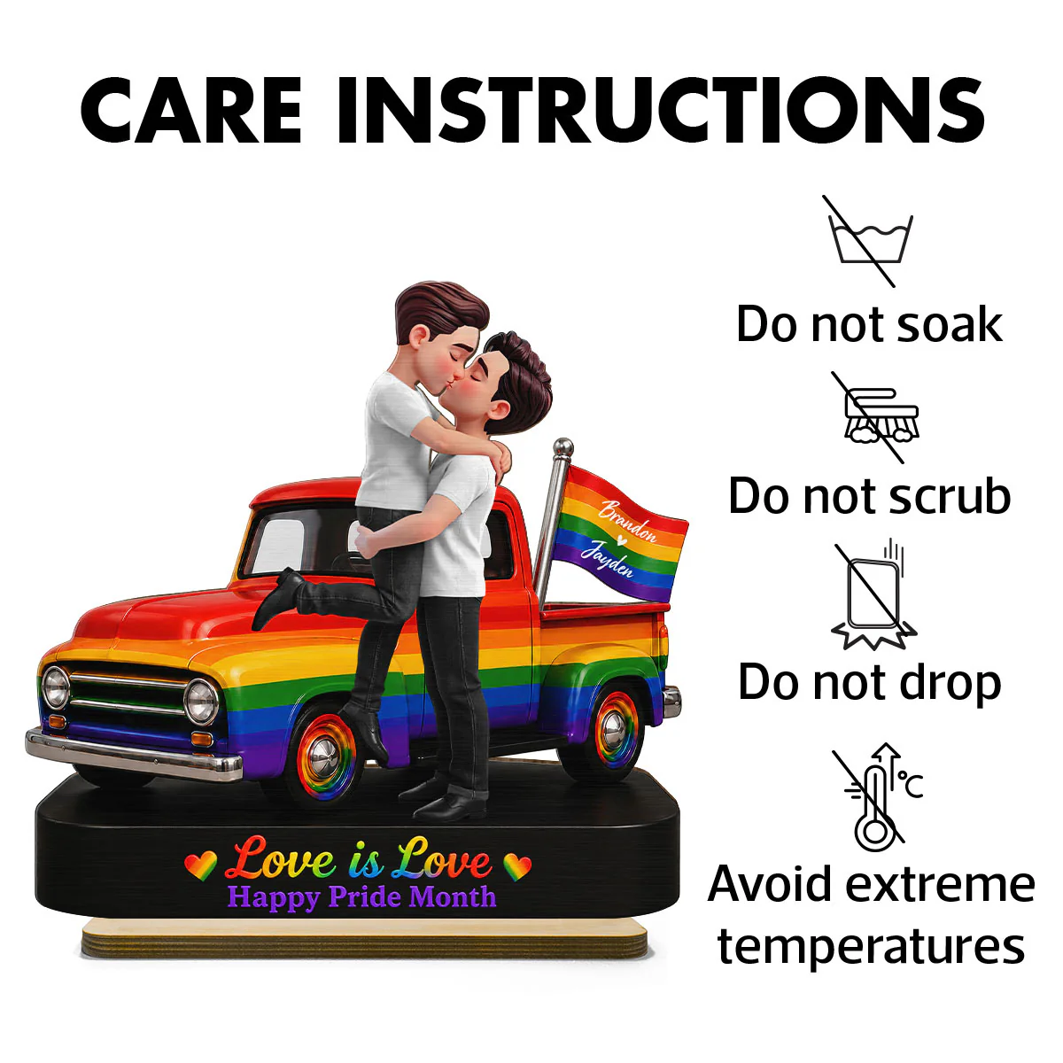 LGBT+ Couple Forever Love Wins - Personalized 2-Layered Wooden Plaque - Gift For Couple, Happy Pride Month - Image 7