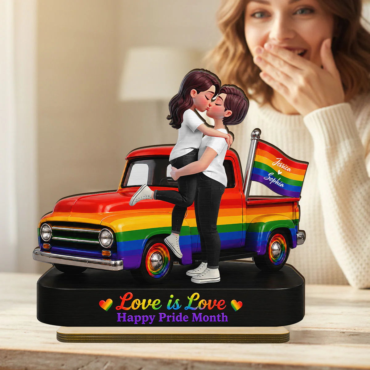 LGBT+ Couple Forever Love Wins - Personalized 2-Layered Wooden Plaque - Gift For Couple, Happy Pride Month - Image 8