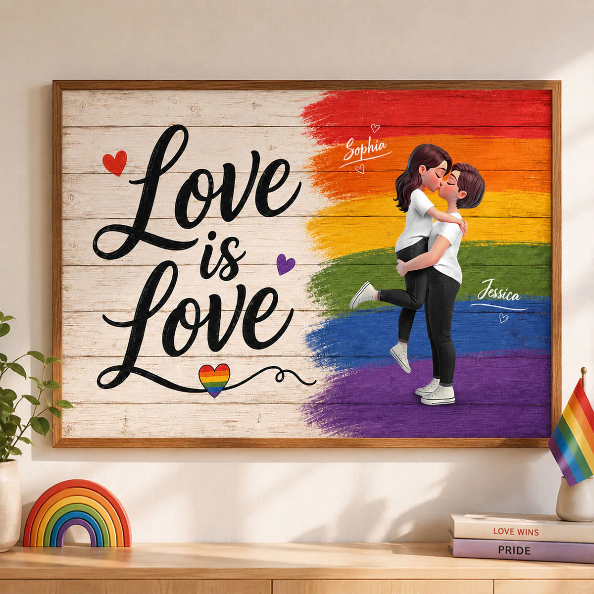 LGBT+ Couple Love Is Love - Personalized Poster - Gift For Couple, Happy Pride Month