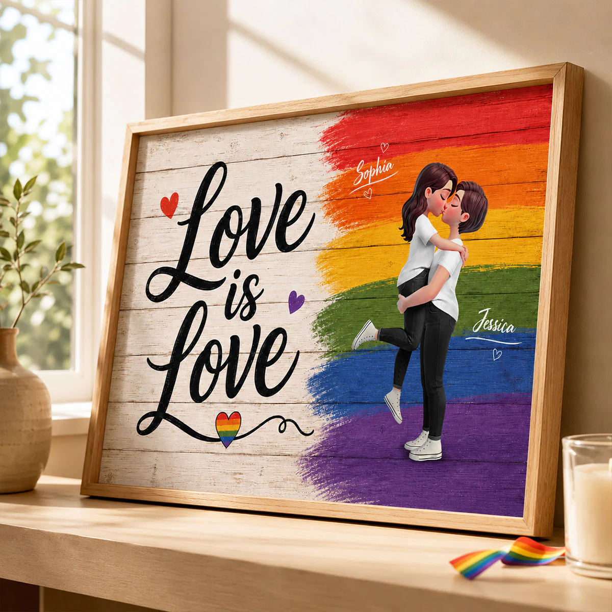 LGBT+ Couple Love Is Love - Personalized Poster - Gift For Couple, Happy Pride Month - Image 10