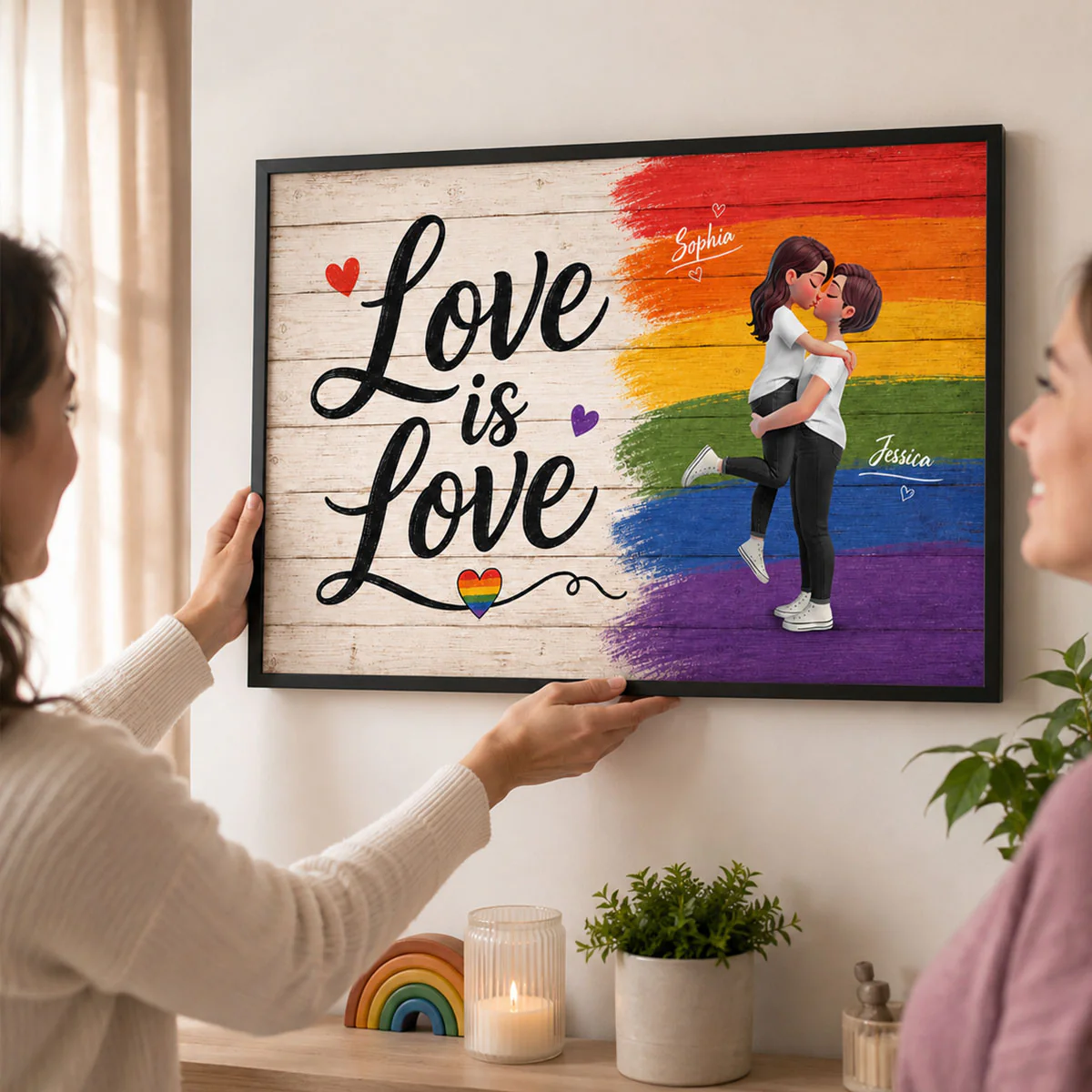 LGBT+ Couple Love Is Love - Personalized Poster - Gift For Couple, Happy Pride Month - Image 11