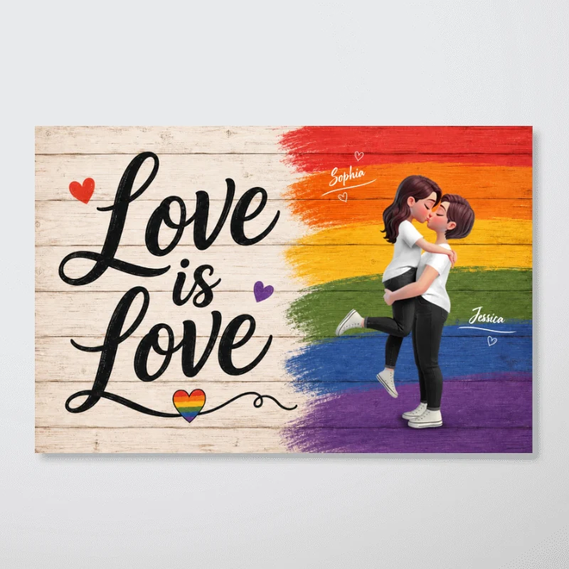 LGBT+ Couple Love Is Love - Personalized Poster - Gift For Couple, Happy Pride Month - Image 14