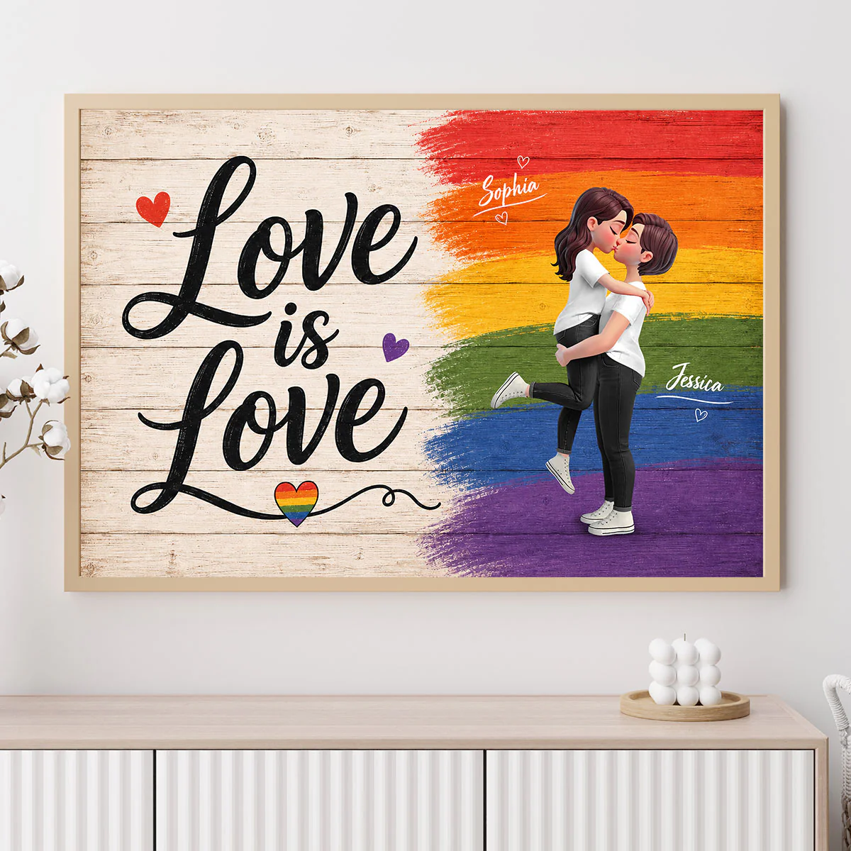 LGBT+ Couple Love Is Love - Personalized Poster - Gift For Couple, Happy Pride Month - Image 2