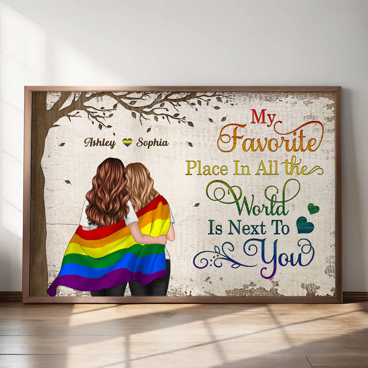 LGBT Couple My Favorite Place in All The World Pride Month Personalized Poster - Image 3