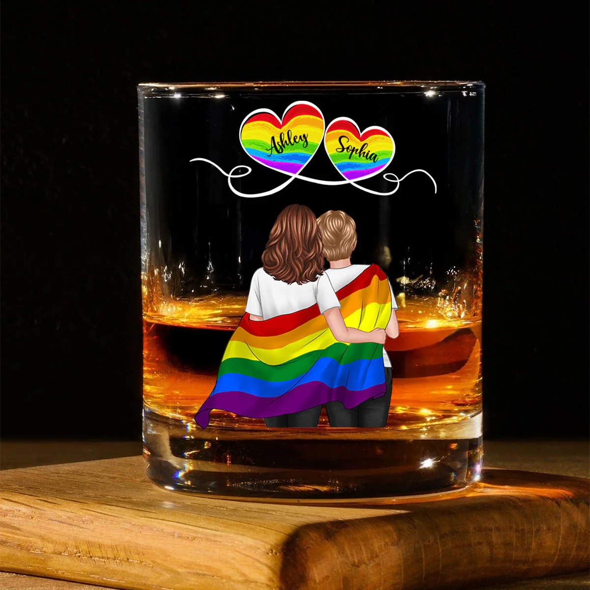 LGBT Couple Pride Month Personalized Whiskey Glass - Image 12