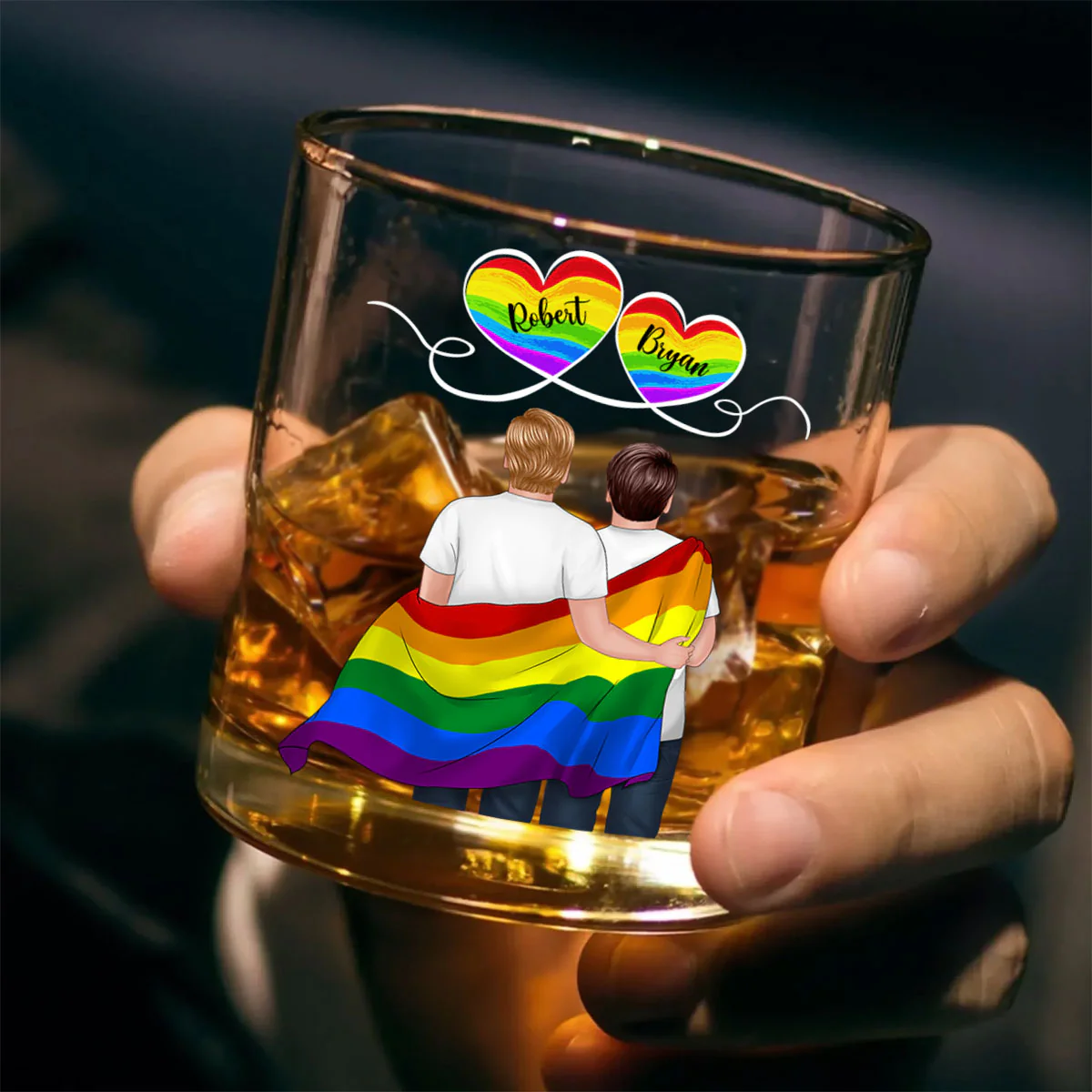 LGBT Couple Pride Month Personalized Whiskey Glass - Image 15