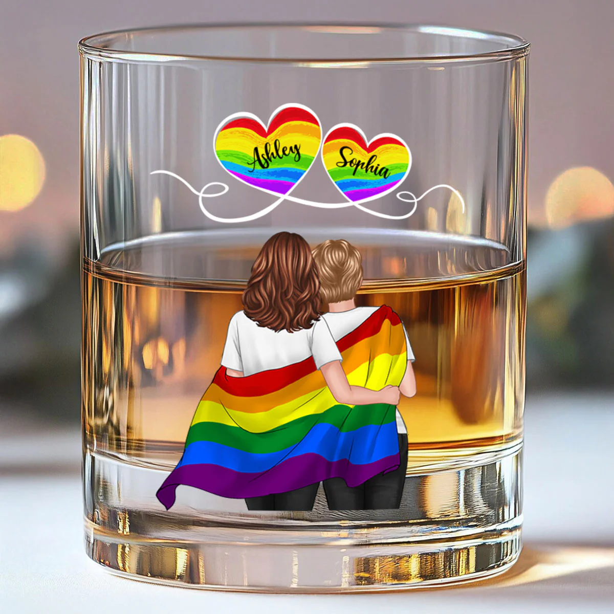 LGBT Couple Pride Month Personalized Whiskey Glass - Image 8