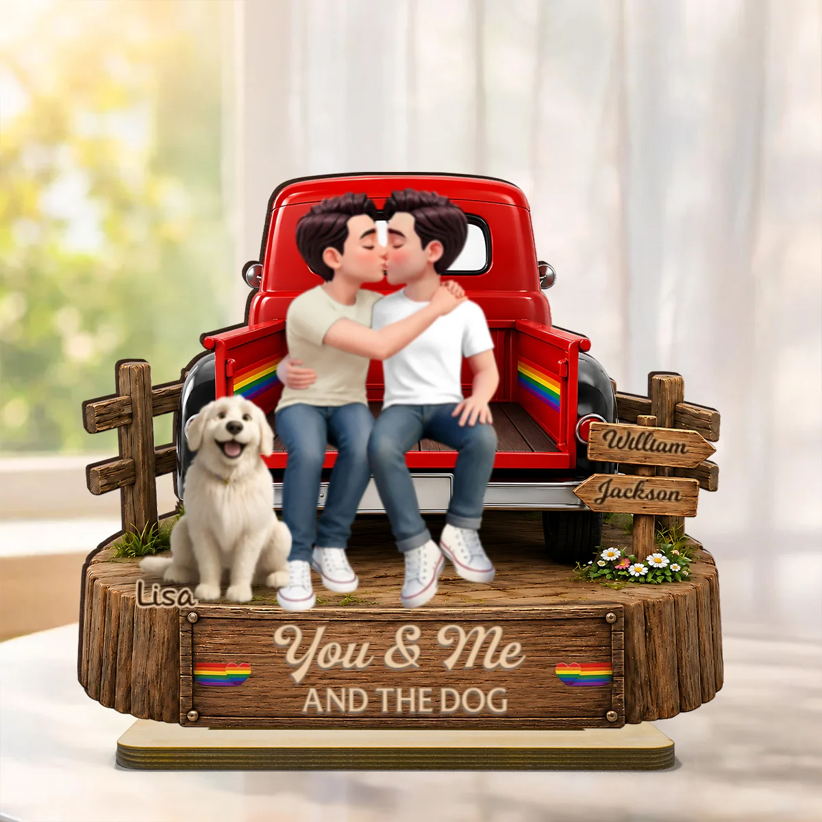 LGBT+ Couple You & Me And The Dogs - Personalized 2-Layered Wooden Plaque - Gift For Couple, Happy Pride Month - Image 9