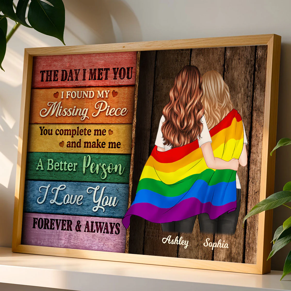 LGBT Flag Wood Pallets Texture Couple The Day I Met You Pride Month Personalized Poster - Image 6