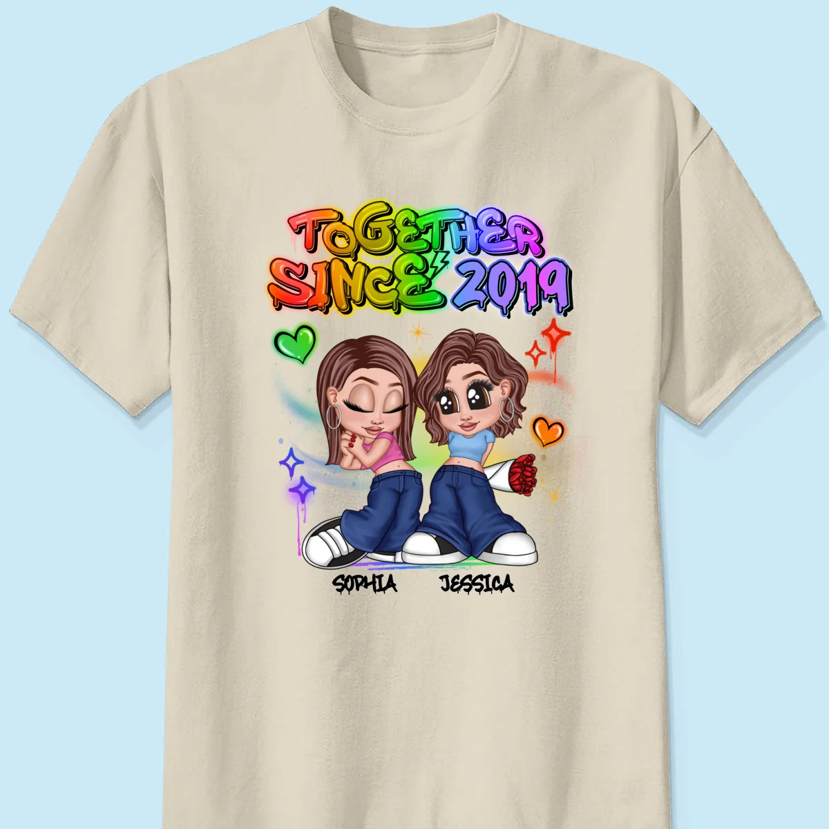LGBT Y2K Couple Airbrushed Personalized Shirt, Pride Month Gift For Couple, For Him, For Her - Image 11