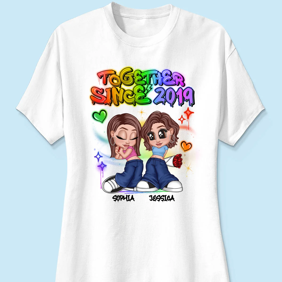 LGBT Y2K Couple Airbrushed Personalized Shirt, Pride Month Gift For Couple, For Him, For Her - Image 14