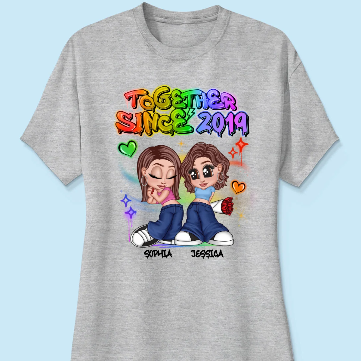 LGBT Y2K Couple Airbrushed Personalized Shirt, Pride Month Gift For Couple, For Him, For Her - Image 15