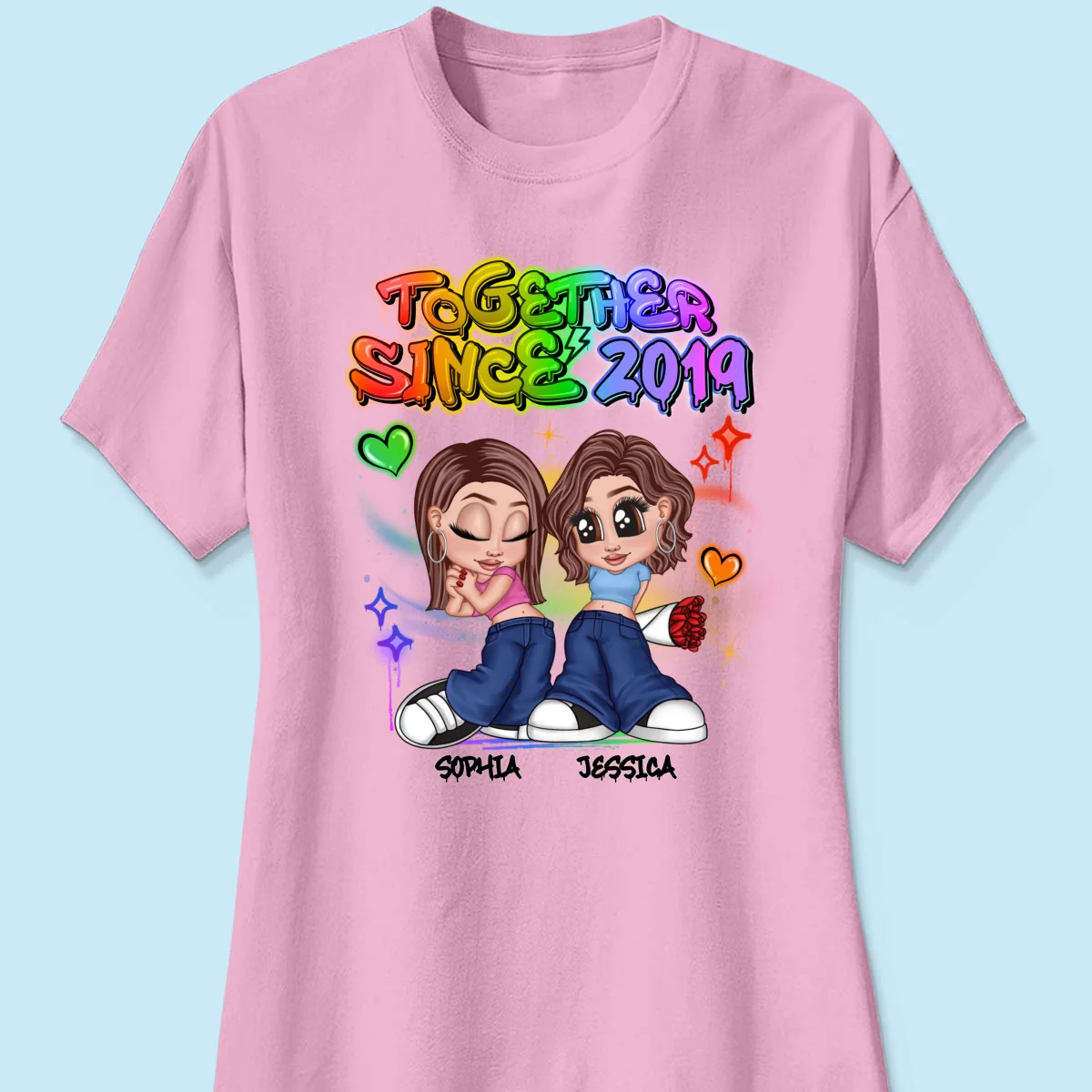 LGBT Y2K Couple Airbrushed Personalized Shirt, Pride Month Gift For Couple, For Him, For Her - Image 17