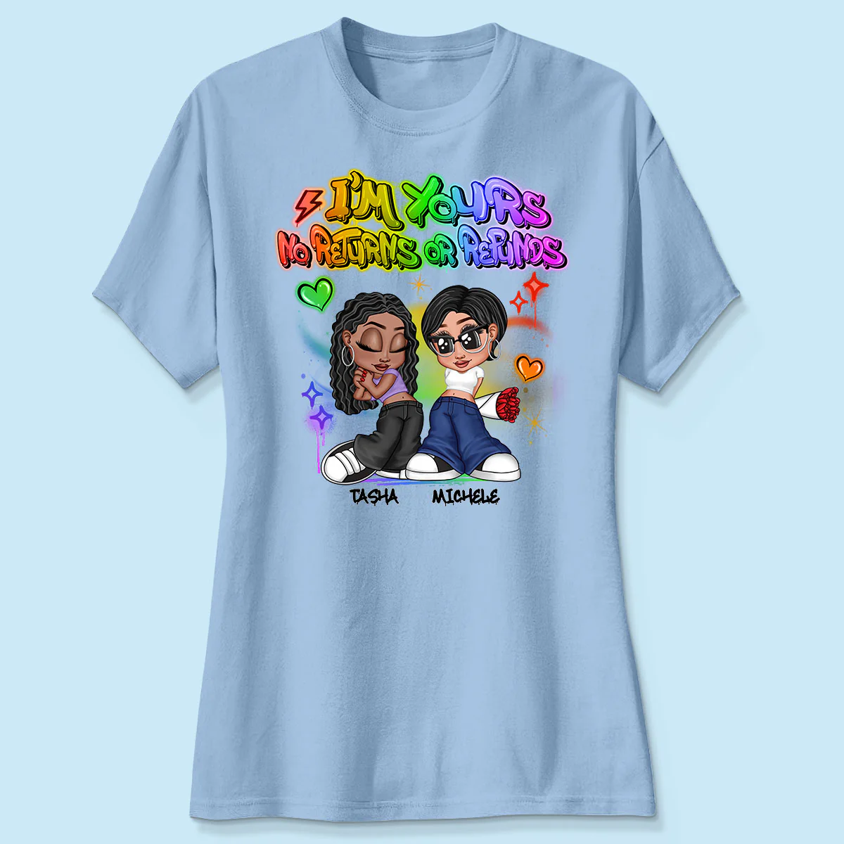 LGBT Y2K Couple Airbrushed Personalized Shirt, Pride Month Gift For Couple, For Him, For Her - Image 4