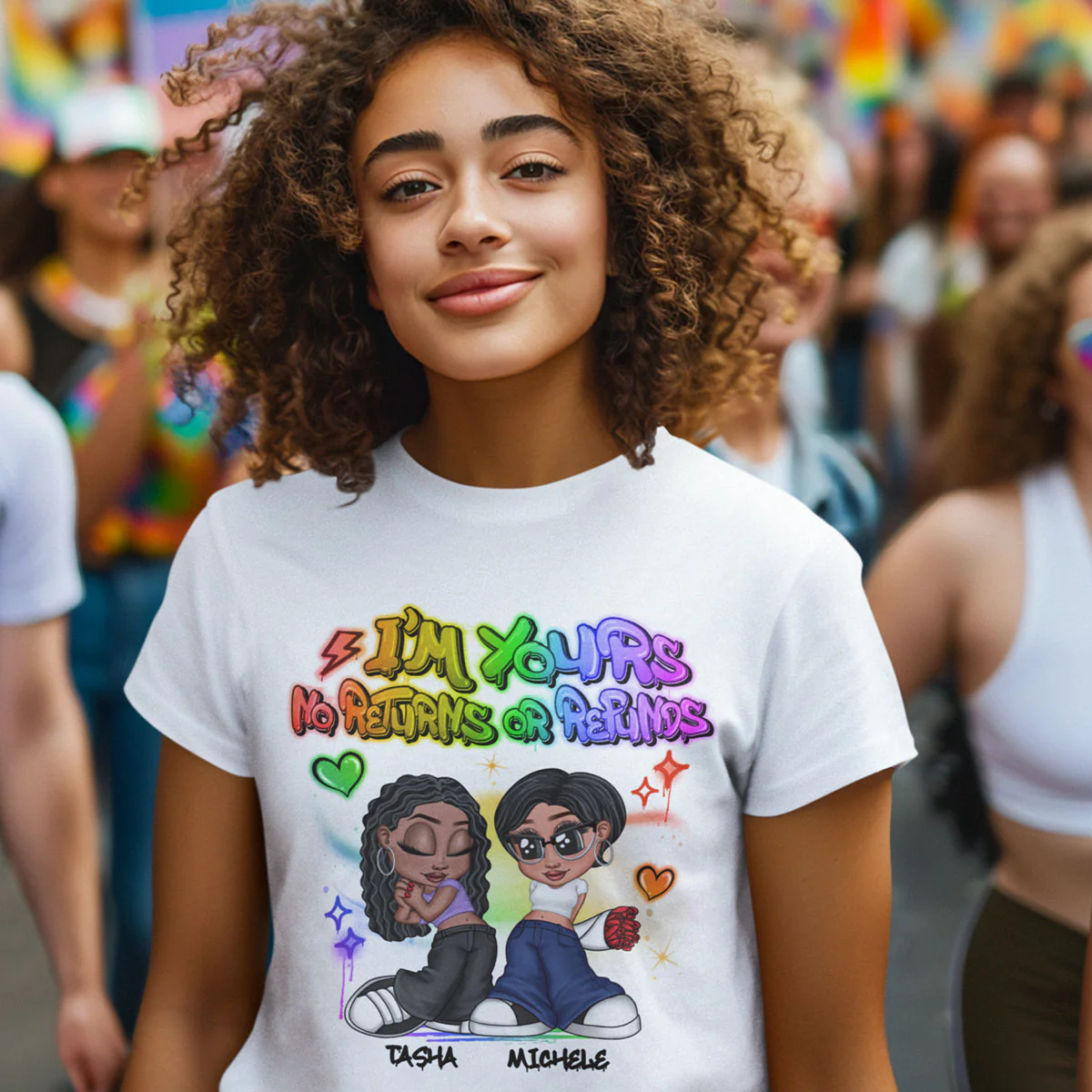 LGBT Y2K Couple Airbrushed Personalized Shirt, Pride Month Gift For Couple, For Him, For Her - Image 6