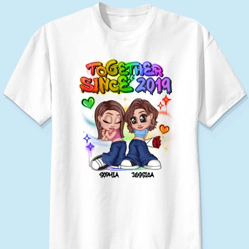 LGBT Y2K Couple Airbrushed Personalized Shirt, Pride Month Gift For Couple, For Him, For Her - Image 9