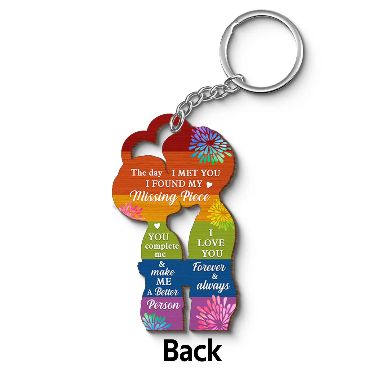 LGBTQ Couple Kissing Personalized Wooden Keychain, Pride Month Gift - Image 7