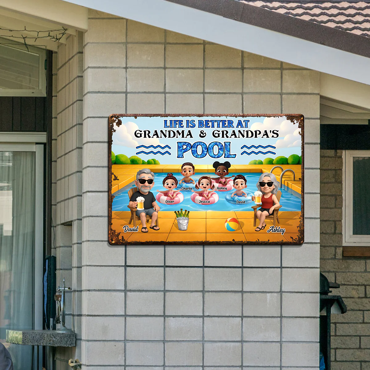 Life is Better at Grandma & Grandpa Pool Personalized Metal Sign, Grandchildren Welcome Sign, Grandparents Hosting Grandkids Summer Sign - Image 10