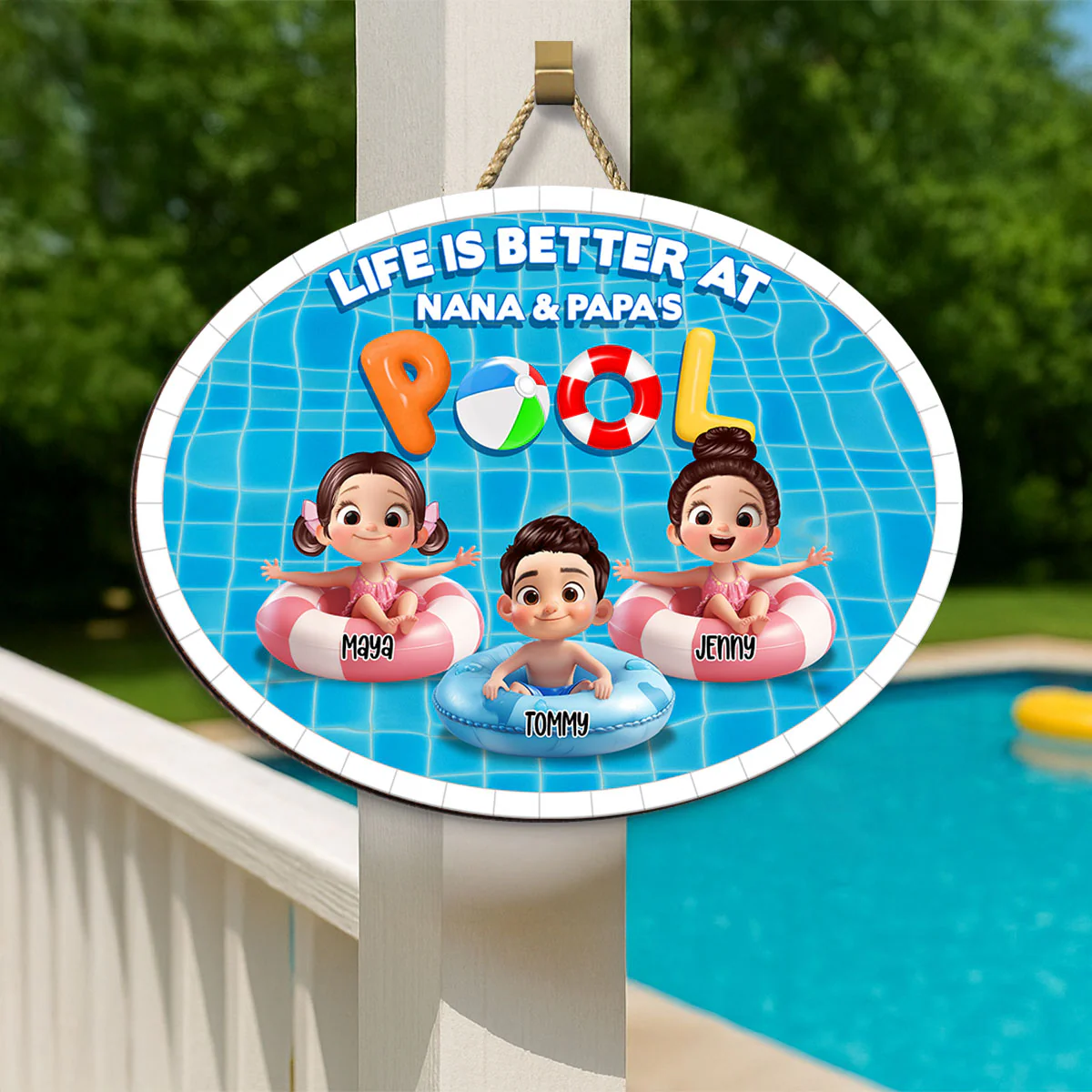Life Is Better At Grandma Grandpa Pool Personalized Wood Sign