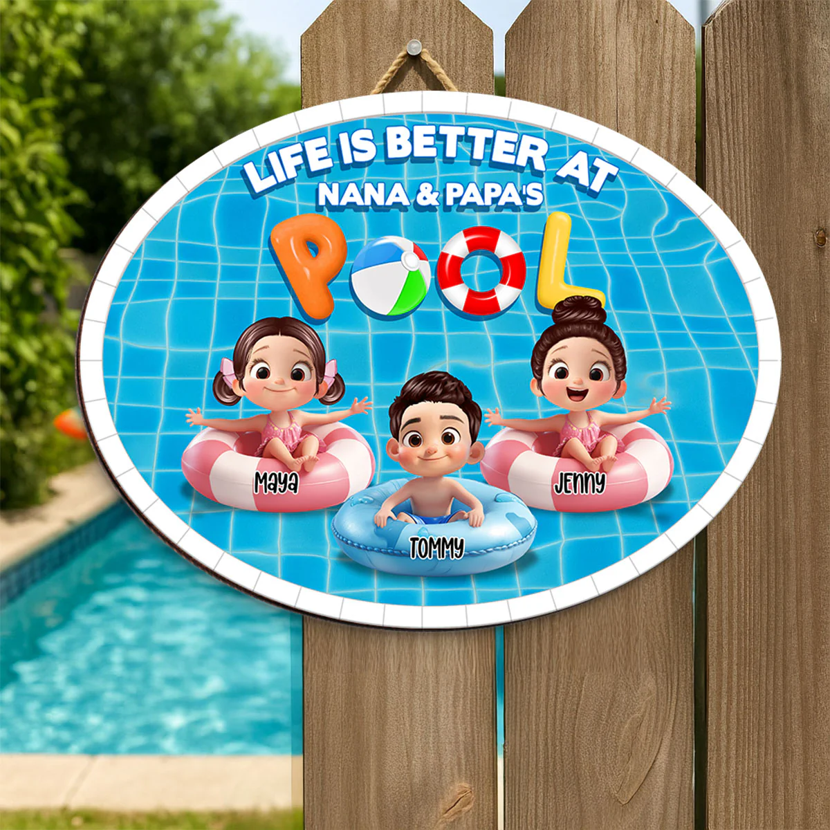 Life Is Better At Grandma Grandpa Pool Personalized Wood Sign - Image 2
