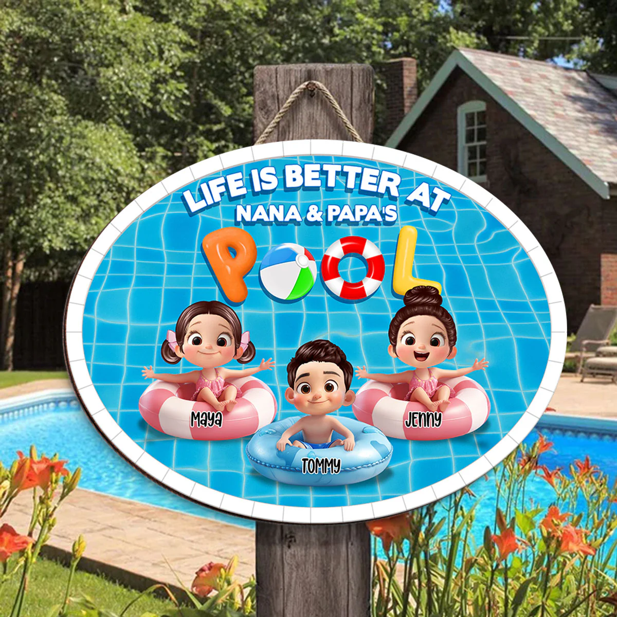 Life Is Better At Grandma Grandpa Pool Personalized Wood Sign - Image 4
