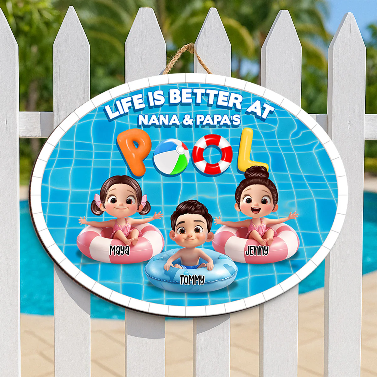 Life Is Better At Grandma Grandpa Pool Personalized Wood Sign - Image 5