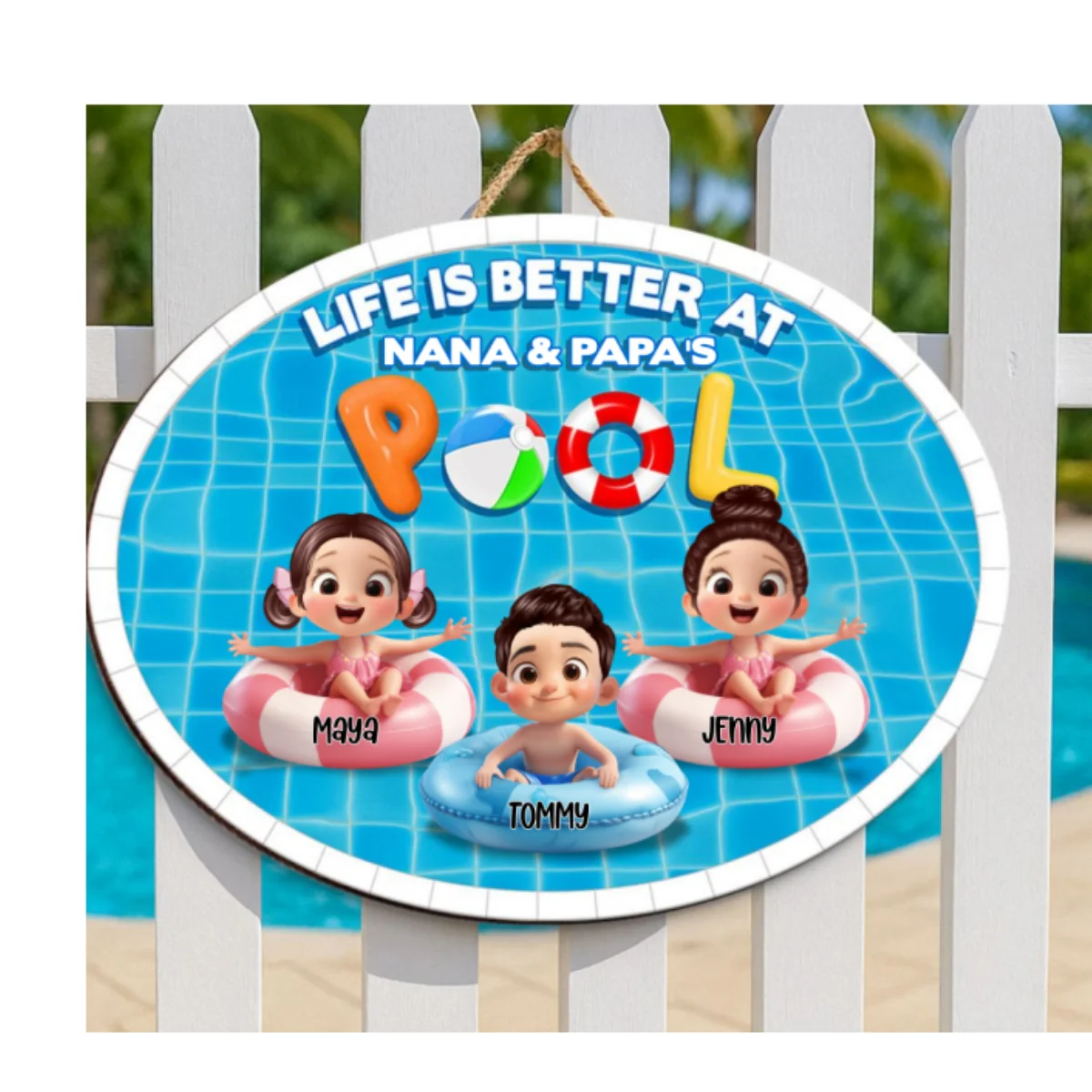 Life Is Better At Grandma Grandpa Pool Personalized Wood Sign - Image 8