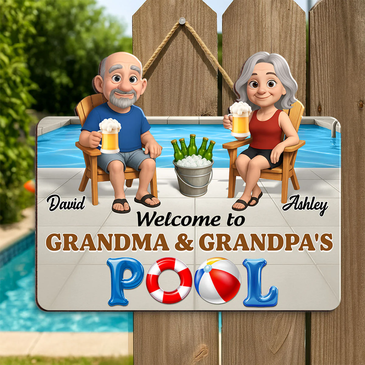 Life Is Better At Grandma Grandpa Pool Personalized Wood Sign