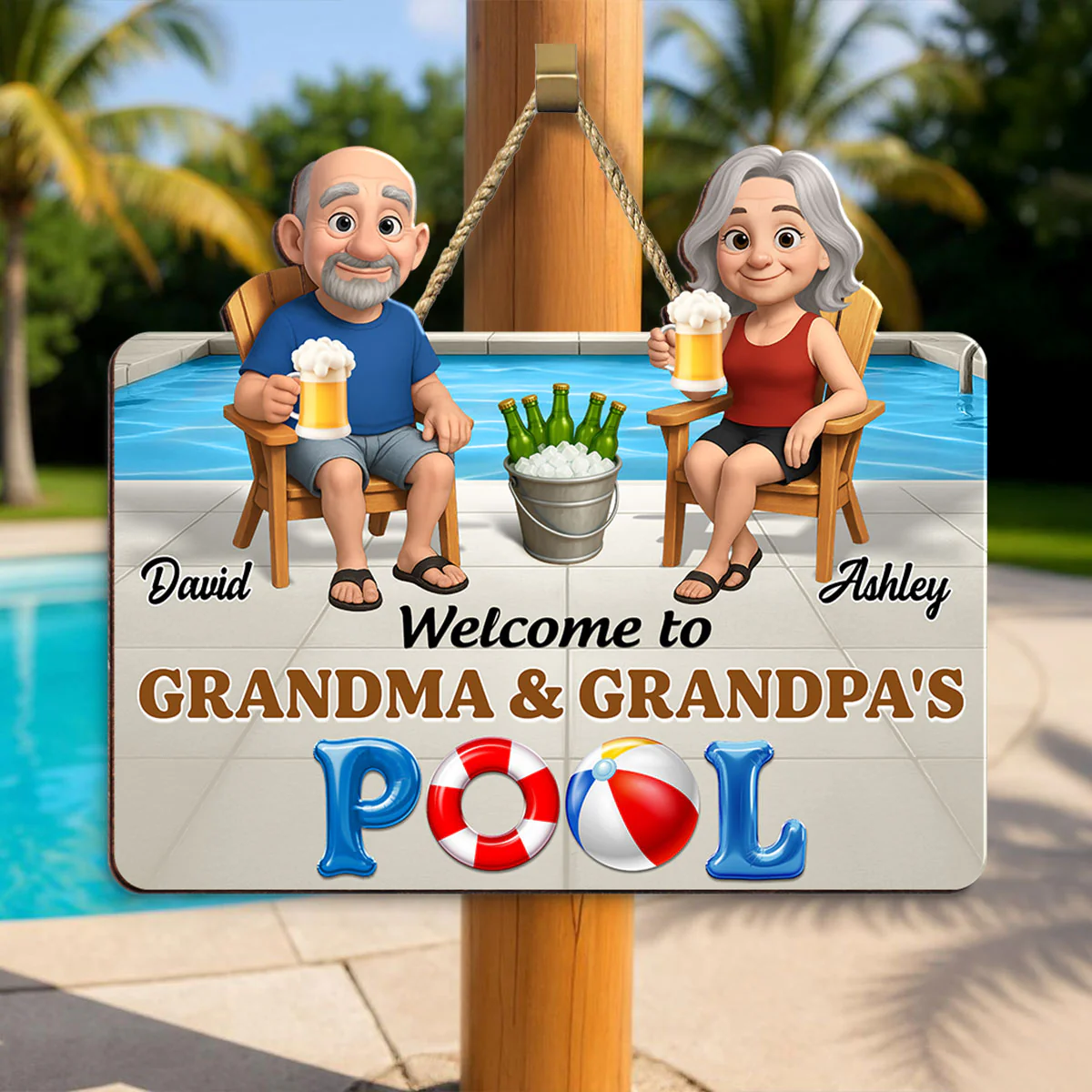 Life Is Better At Grandma Grandpa Pool Personalized Wood Sign - Image 3