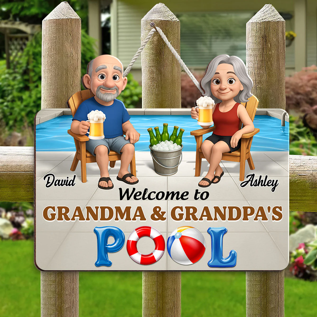 Life Is Better At Grandma Grandpa Pool Personalized Wood Sign - Image 6