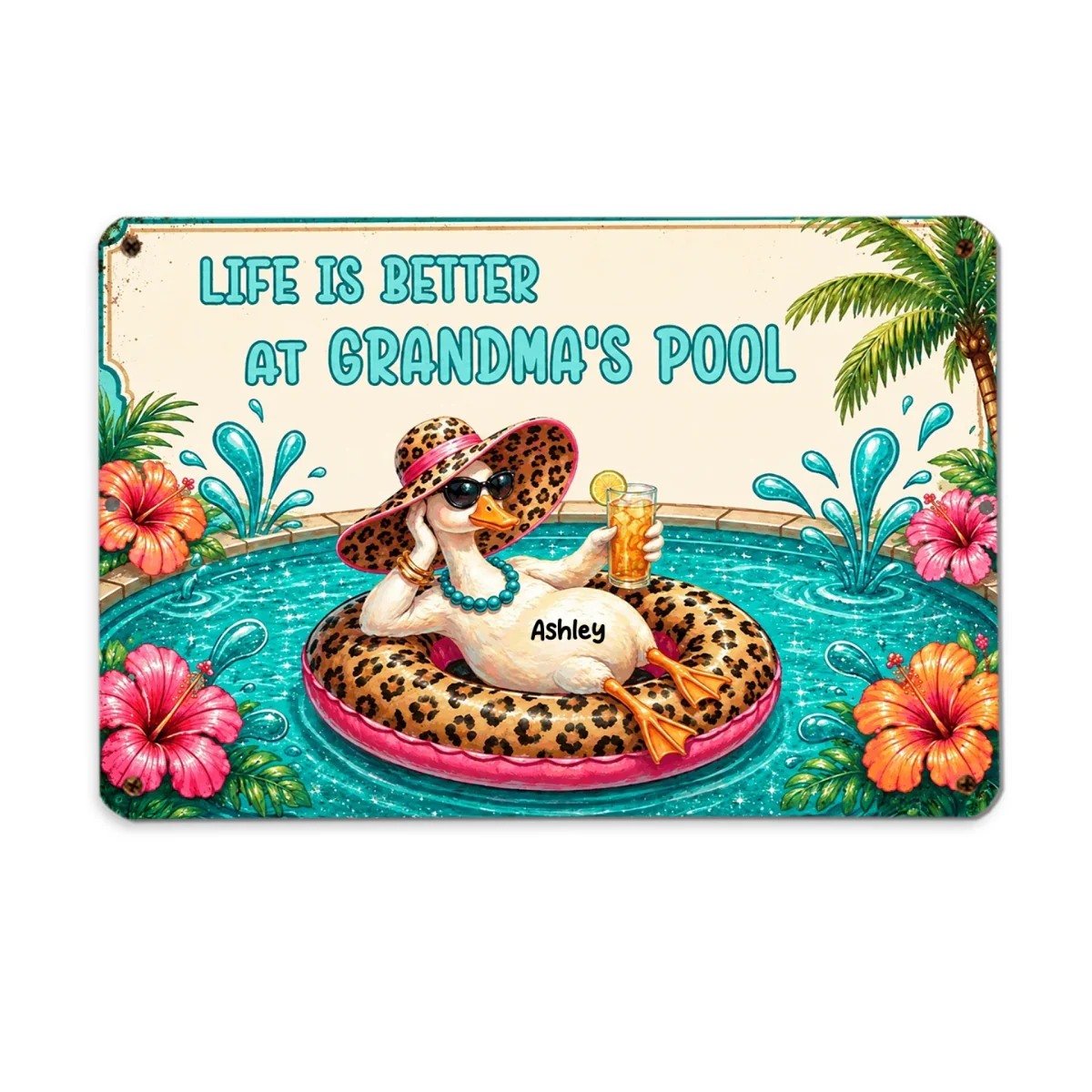 Life Is Better At Grandma's Pool - Personalized Metal Sign - Gift For Grandma, Summer Decorations - Image 12